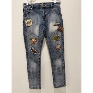 Blac Leaf Rise To The Challenge Jeans Patch Mens 36x34 Denim Stretch Distressed